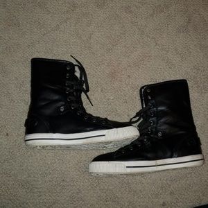 Leather combat boots